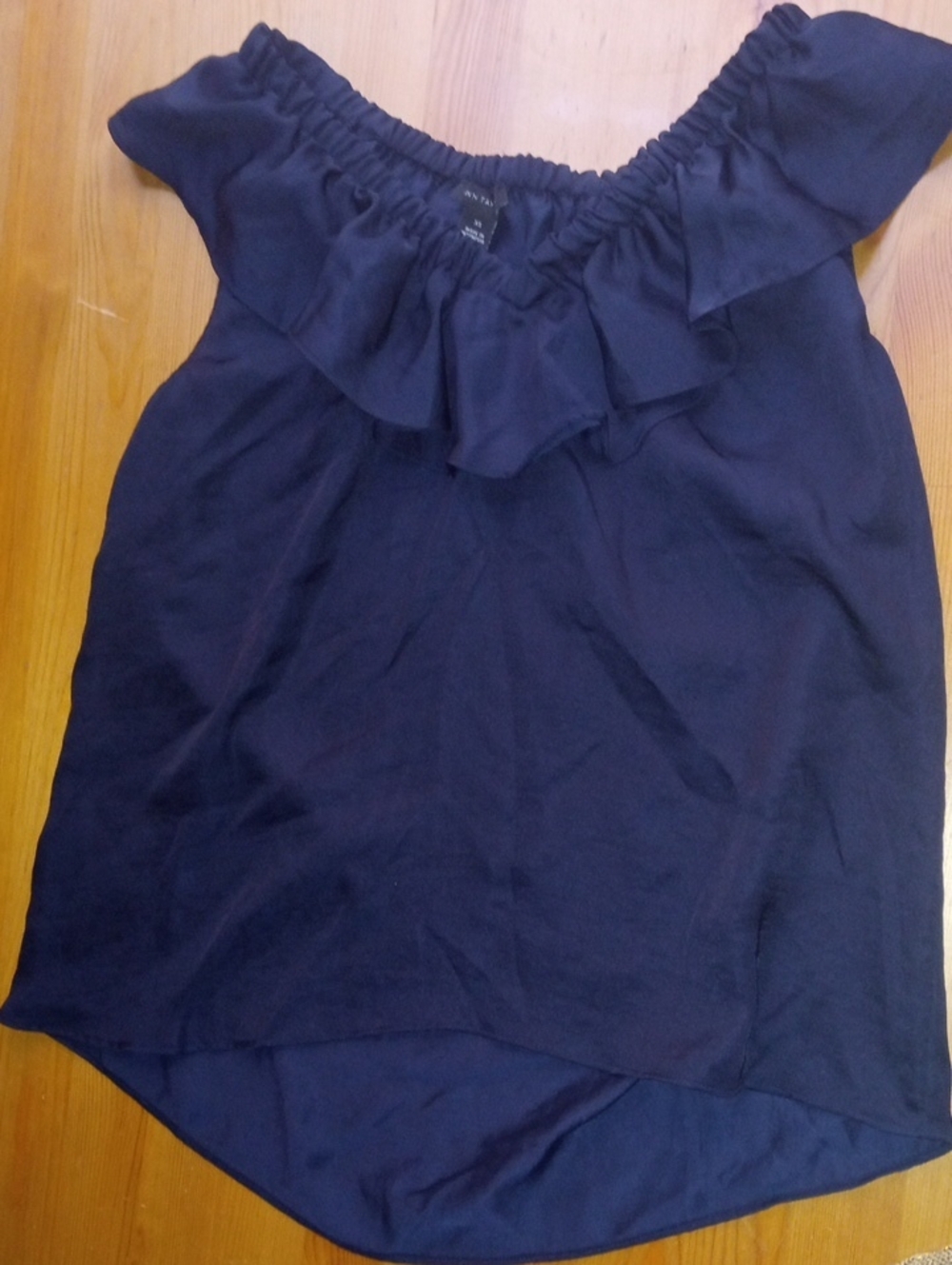 Ann Taylor Navy Off-Shoulder Ruffle Camisole - Picture 1 of 5